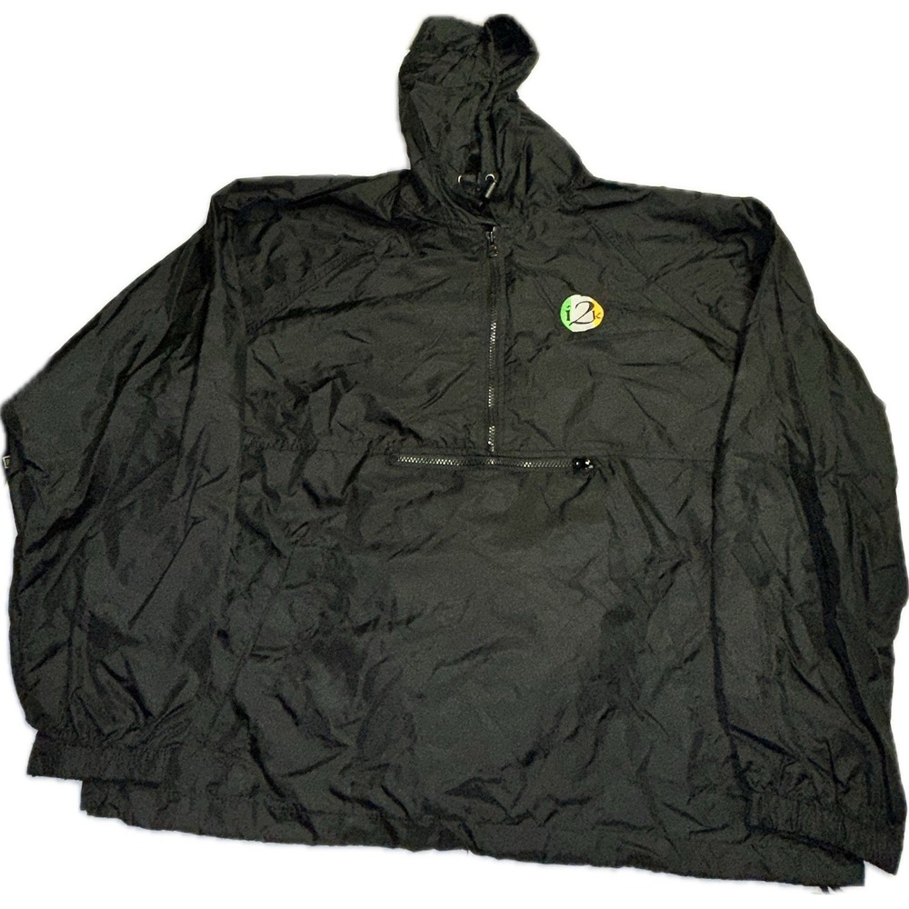 Vintage Y2K I2K Irish 2000 Black Windbreaker Hooded Jacket Pullover Men's Size L